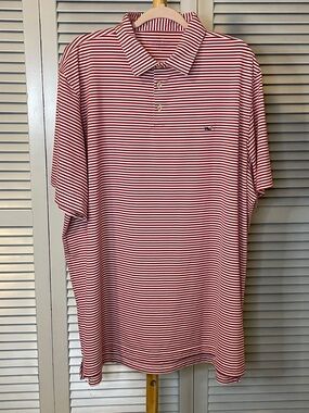 EUC - Vineyard Vines Red & White Striped Polo - Sz 2XL